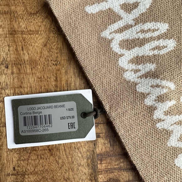 NWT ALLSAINTS LOGO JACQUARD BEANIE - Picture 2 of 7